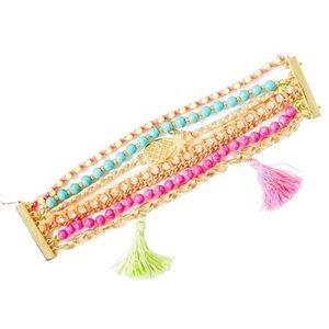 NWT Lilly Pulitzer Pink and Gold Beaded Tassel Bracelet